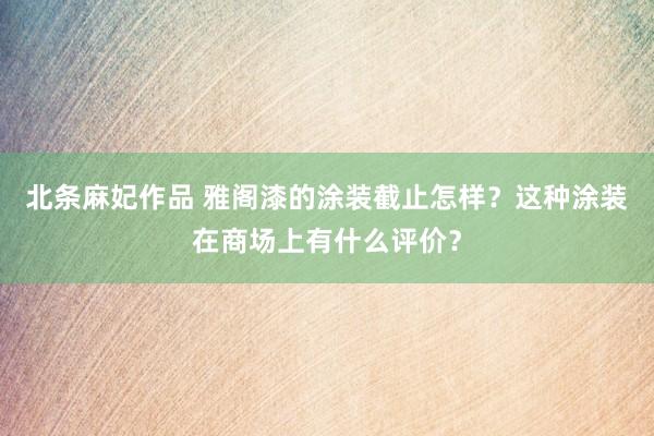 北条麻妃作品 雅阁漆的涂装截止怎样？这种涂装在商场上有什么评价？