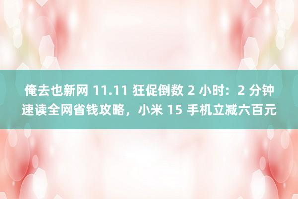 俺去也新网 11.11 狂促倒数 2 小时：2 分钟速读全网省钱攻略，小米 15 手机立减六百元